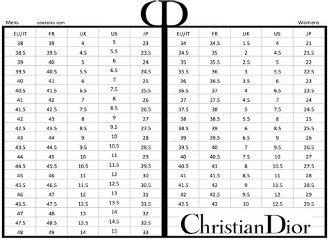 dior women's shoes size chart